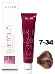 Ollin Color Silk Touch  7/34 русый золотисто-медный 60мл Безаммиачный стойкий краситель для волос