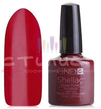 CND Shellac™ Гель-Лак цвет №25 Decadence 7.3мл Красное бордо, без блесток и перламутра – эмалевый