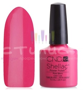 CND Shellac™ Гель-Лак цвет №44L Pink Bikini 7.3мл Ярко-розовый плотный, эмалевый