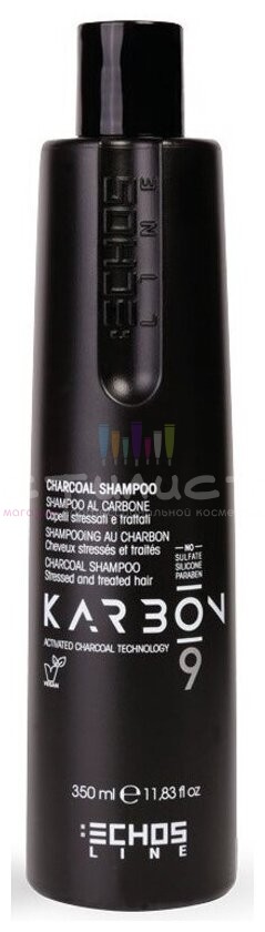Echos Care Karbon 9 Угольный шампунь для волос поврежденных от химичеких процедур с стрессов  350мл