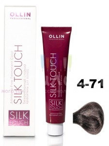 Ollin Color Silk Touch  4/71 шатен коричнево-пепельный 60мл Безаммиачный стойкий краситель для волос