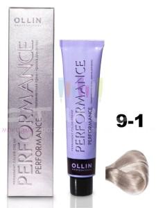 Ollin Color Performance Перманентная крем-краска для волос  9/1 блондин пепельный 60мл