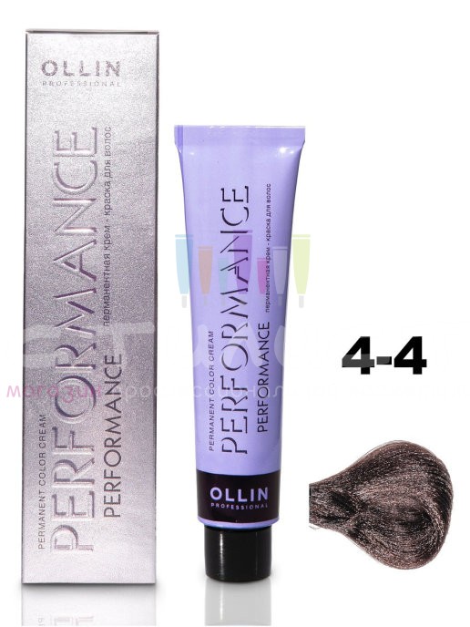 Ollin Color Performance Перманентная крем-краска для волос  4/4 шатен медный 60мл